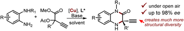 Graphical abstract: Access to enantioenriched dihydroquinoxalinones via Cu-catalyzed propargylic substitution
