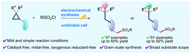 Graphical abstract: Electrochemical 1,5-chlorosulfonylation and 1,5-hydrosulfonylation of vinylcyclopropanes