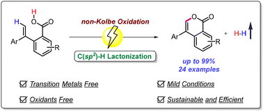 Graphical abstract: Non-Kolbe oxidation driven electrochemical C(sp2)–H lactonization towards the synthesis of isocoumarins