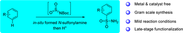 Graphical abstract: Metal-free introduction of primary sulfonamide into electron-rich aromatics