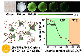 Graphical abstract: Heavy-atom effect regulating room temperature phosphorescence in hybrid metal halide glasses