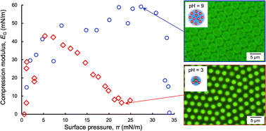 Graphical abstract: Effect of the pH value on compression and array structures of highly charged microgels at the air/water interface