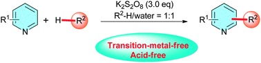 Graphical abstract: Transition-metal-free cross-dehydrogenative alkylation of pyridines under neutral conditions