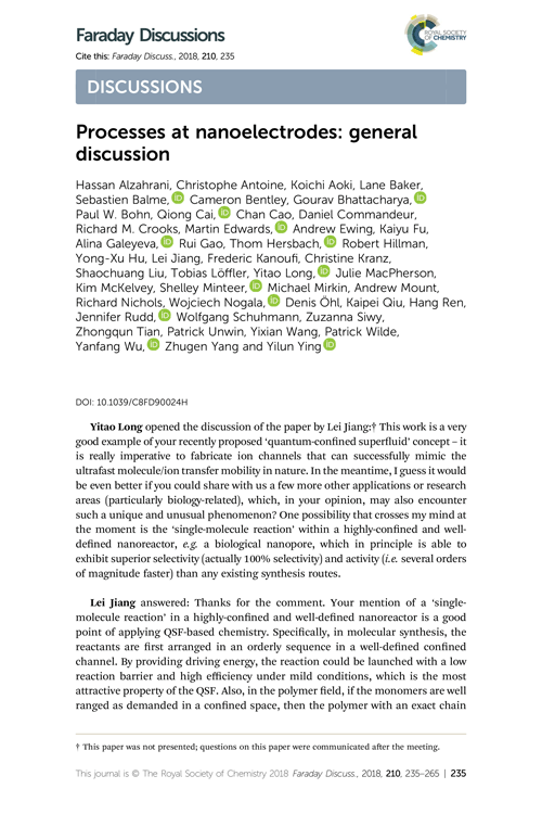 Processes at nanoelectrodes: general discussion