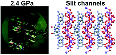 Graphical abstract: Effect of pressure on slit channels in guanine sodium salt hydrate: a link to nucleobase intermolecular interactions