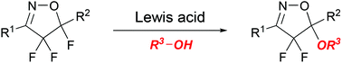 Graphical abstract: Lewis acid promoted fluorine-alkoxy group exchange reactions for the synthesis of 5-alkoxy-4,4-difluoroisoxazoline systems