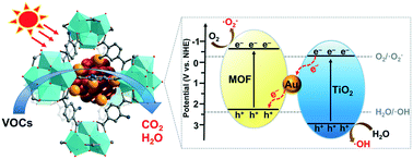 Graphical abstract: Boosting the photocatalytic degradation of ethyl acetate by a Z-scheme Au–TiO2@NH2-UiO-66 heterojunction with ultrafine Au as an electron mediator