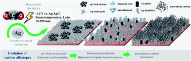 Graphical abstract: Formation and growth characteristics of nanostructured carbon films on nascent Ag clusters during room-temperature electrochemical CO2 reduction