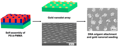 Graphical abstract: Block copolymer self-assembly to pattern gold nanodots for site-specific placement of DNA origami and attachment of nanomaterials