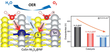 Graphical abstract: Hierarchically porous Ni foam-supported Co and Sn doped Ni3S2 nanosheets for oxygen evolution reaction electrocatalysts