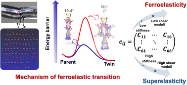 Graphical abstract: Ferroelasticity versus superelasticity in molecular crystals: the role of weak switchable interaction motifs and low shear moduli