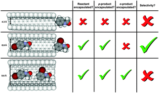 Graphical abstract: Regioselective control of aromatic halogenation reactions in carbon nanotube nanoreactors