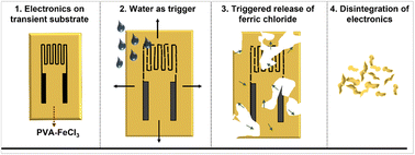 Graphical abstract: PVA–FeCl3 composites as substrate and packaging materials for the controlled degradation of non-degradable metals in transient electronics