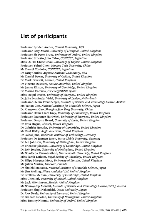 List of participants