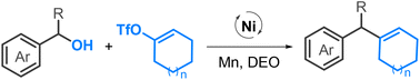 Graphical abstract: Nickel-catalyzed dynamic kinetic cross-electrophile coupling of benzylic alcohols and alkenyl triflates