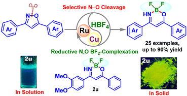 Graphical abstract: Harnessing reductive BF2-complexation via Ru(ii)-catalyzed N–O cleavage of isoxazoles
