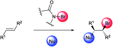Graphical abstract: Recent advances in stereoselective bromofunctionalization of alkenes using N-bromoamide reagents