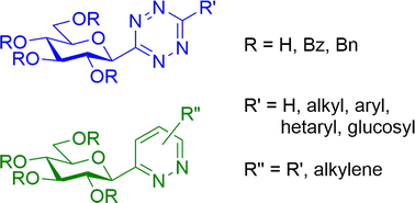 Graphical abstract: First representatives of C-glycosyl 1,2,4,5-tetrazines: synthesis of 3-β-d-glucopyranosyl 1,2,4,5-tetrazines and their transformation into 3-β-d-glucopyranosyl pyridazines