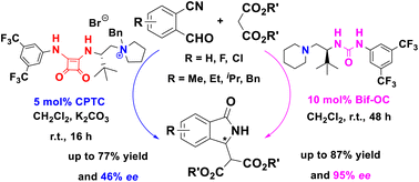 Graphical abstract: Chiral bifunctional organocatalysts for enantioselective synthesis of 3-substituted isoindolinones