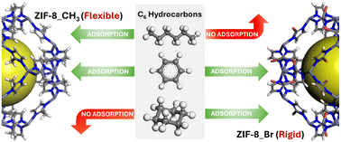 Graphical abstract: Selective adsorption and separation of C6 hydrocarbons: the role of structural flexibility and functionalization in zeolitic imidazolate frameworks