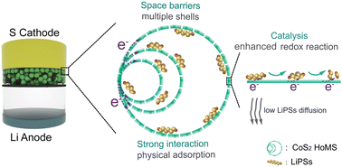 Graphical abstract: Multifunctional separator modified with catalytic multishelled structural CoS2 enables a stable lithium–sulfur battery