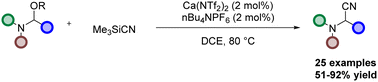 Graphical abstract: Calcium catalysed Strecker-type reactions towards α-aminonitriles
