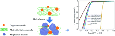 Graphical abstract: Molybdenum disulfide composite materials with encapsulated copper nanoparticles as hydrogen evolution catalysts