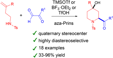 Graphical abstract: Synthesis of 4-hydroxypiperidines containing a quaternary stereocenter by aza-Prins cyclization