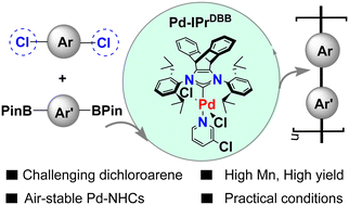 Graphical abstract: Dibenzobarrelene-derived Pd-NHCs: efficient precatalysts for the Suzuki–Miyaura polycondensations of dichloroarene monomers
