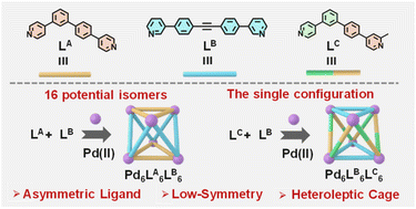 Graphical abstract: Configurational control of low-symmetry heteroleptic metal–organic cages with asymmetric ligands
