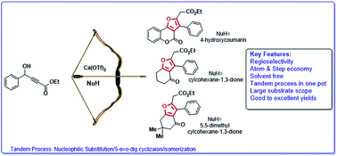 Graphical abstract: A calcium catalysed regioselective (5-exo dig) tandem process for the synthesis of fully substituted furans