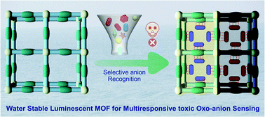 Graphical abstract: A luminescent cationic MOF for bimodal recognition of chromium and arsenic based oxo-anions in water