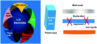 Graphical abstract: History and recent developments in divergent electrolytes towards high-efficiency lithium–sulfur batteries – a review