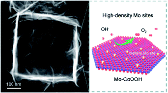 Graphical abstract: Three-dimensional CoOOH nanoframes confining high-density Mo single atoms for large-current-density oxygen evolution