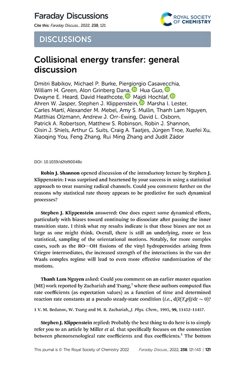 Collisional energy transfer: general discussion