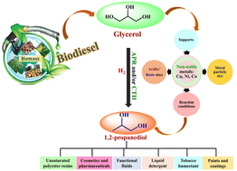 Graphical abstract: A review on non-noble metal catalysts for glycerol hydrodeoxygenation to 1,2-propanediol with and without external hydrogen