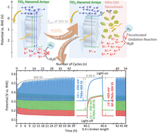 Graphical abstract: Heterostructured grafting of NiFe-layered double hydroxide@TiO2 for boosting photoelectrochemical cathodic protection