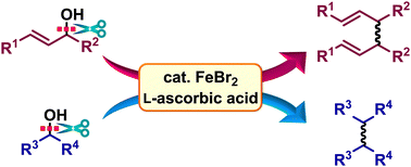 Graphical abstract: Catalytic dehydroxylative homo-coupling reaction of alcohols by using iron/l-ascorbic acid system