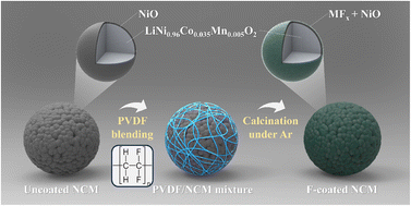 Graphical abstract: Controlled synthesis and interfacial properties of polyvinylidene fluoride based metal-fluoride surface treatments for high-nickel NCM cathodes
