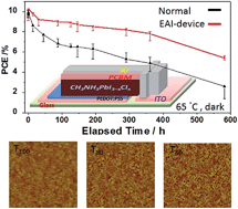 Graphical abstract: High-performance and high-durability perovskite photovoltaic devices prepared using ethylammonium iodide as an additive