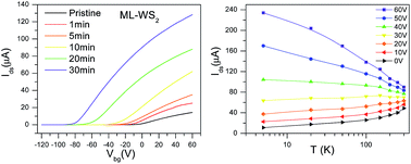 Graphical abstract: Tailoring the electrical and photo-electrical properties of a WS2 field effect transistor by selective n-type chemical doping