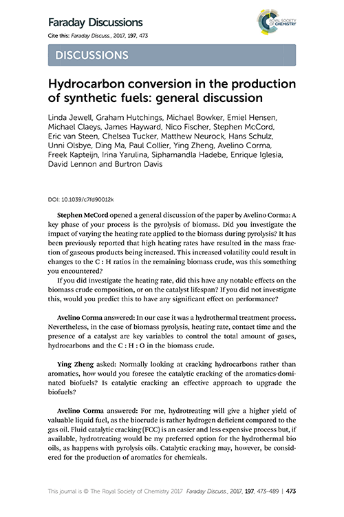 Hydrocarbon conversion in the production of synthetic fuels: general discussion