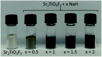 Graphical abstract: Developing intercalation based anode materials for fluoride-ion batteries: topochemical reduction of Sr2TiO3F2via a hydride based defluorination process