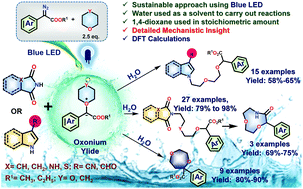 Graphical abstract: Photolytic amino etherification reactions of aryl diazoacetates with N-heterocycles and a stoichiometric amount of dioxane/tetrahydropyran in aqueous medium: synthesis of 1,4-dioxepane/1,4,7-dioxazonan-6-one systems