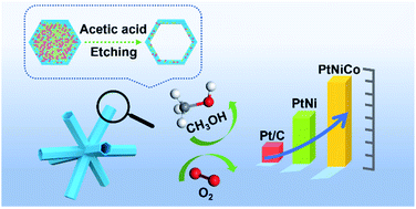 Graphical abstract: Trimetallic PtNiCo branched nanocages as efficient and durable bifunctional electrocatalysts towards oxygen reduction and methanol oxidation reactions