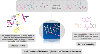 Graphical abstract: Synthesis of novel coumarin–hydrazone hybrids as α-glucosidase inhibitors and their molecular docking studies