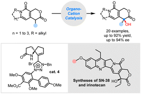 Graphical abstract: Organo-cation catalyzed enantioselective α-hydroxylation of pyridinone-fused lactones: asymmetric synthesis of SN-38 and irinotecan