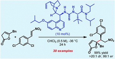 Graphical abstract: Catalytic enantioselective construction of quaternary stereocenters by direct vinylogous Michael addition of deconjugated butenolides to nitroolefins