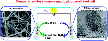 Graphical abstract: A compartment-less nonenzymatic glucose–air fuel cell with nitrogen-doped mesoporous carbons and Au nanowires as catalysts