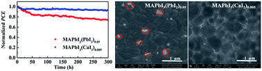 Graphical abstract: CaI2: a more effective passivator of perovskite films than PbI2 for high efficiency and long-term stability of perovskite solar cells